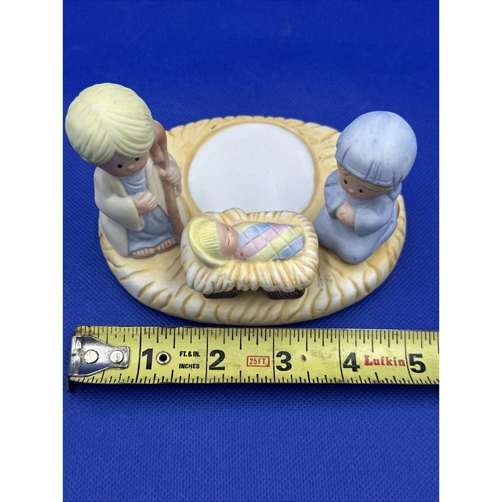 VTG 1985 WNS Nativity Scene Figurine Mary, Joseph & Baby Jesus Candle Holder‎